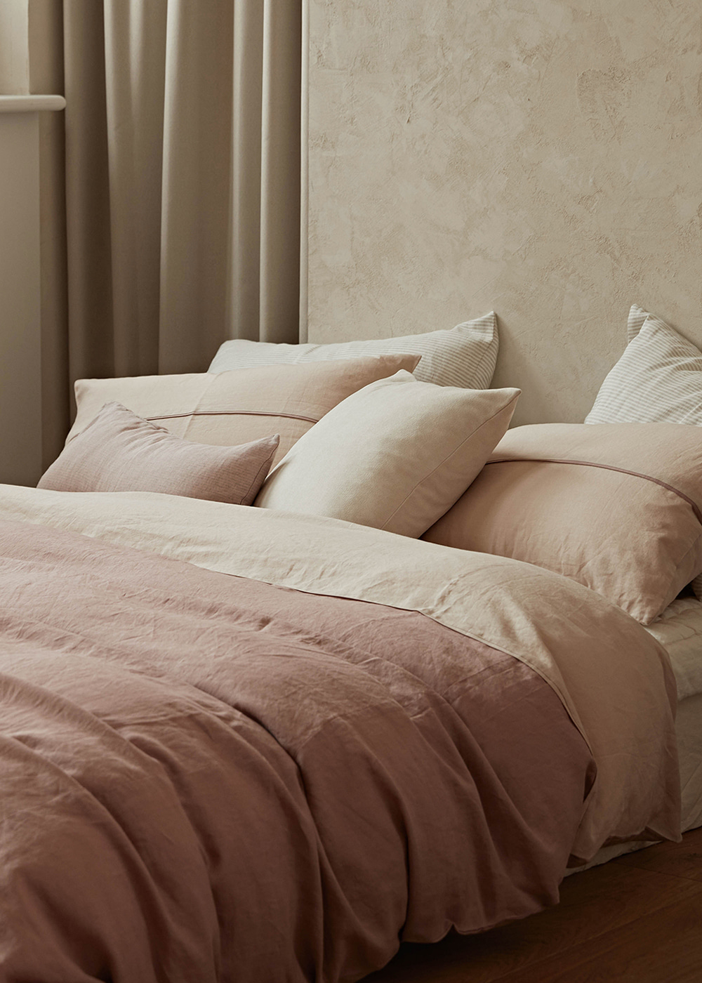 hue linen bedding rose